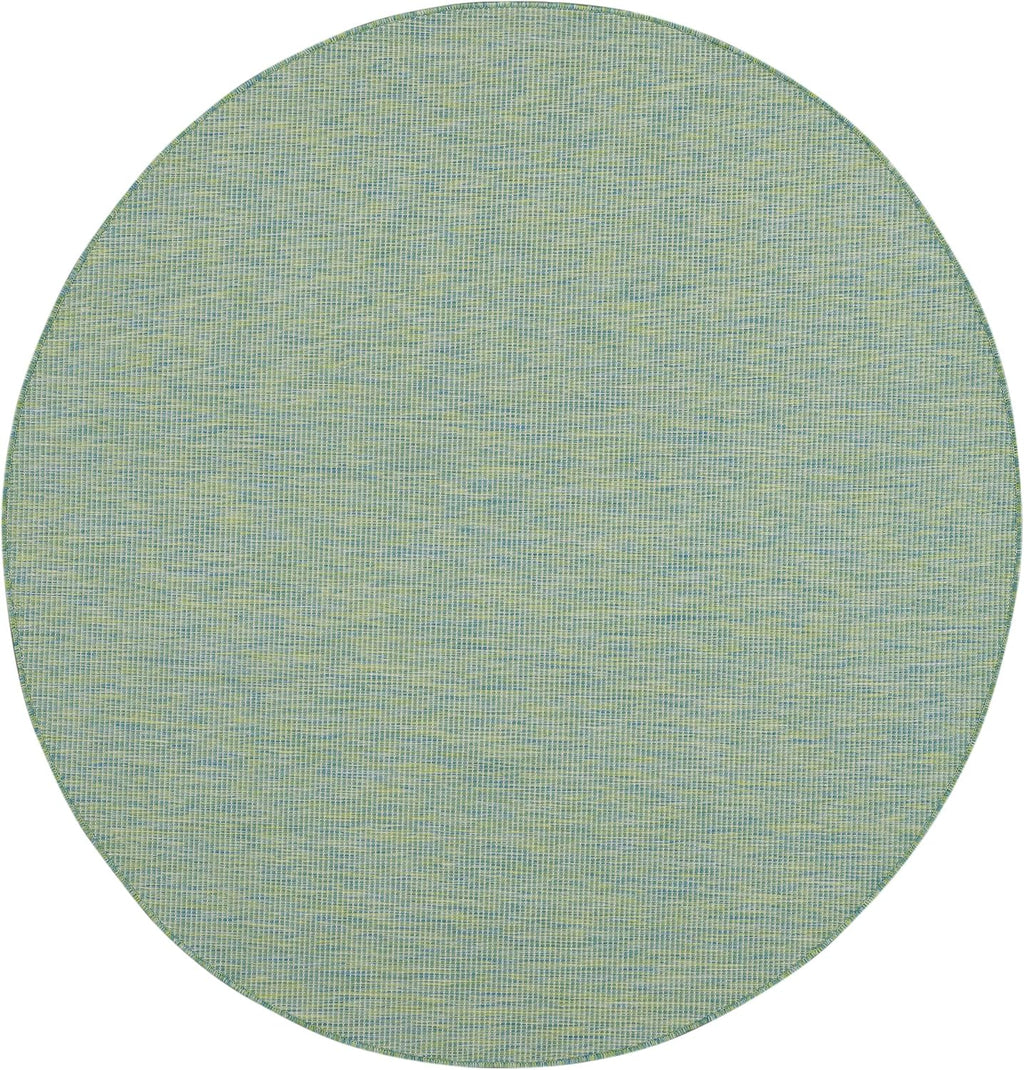 Nourison Positano Indoor/Outdoor Blue/Green 6' x Round Area Rug, Easy Cleaning, Non Shedding, Bed Room, Living Room, Dining Room, Backyard, Deck, Patio (6 Round)