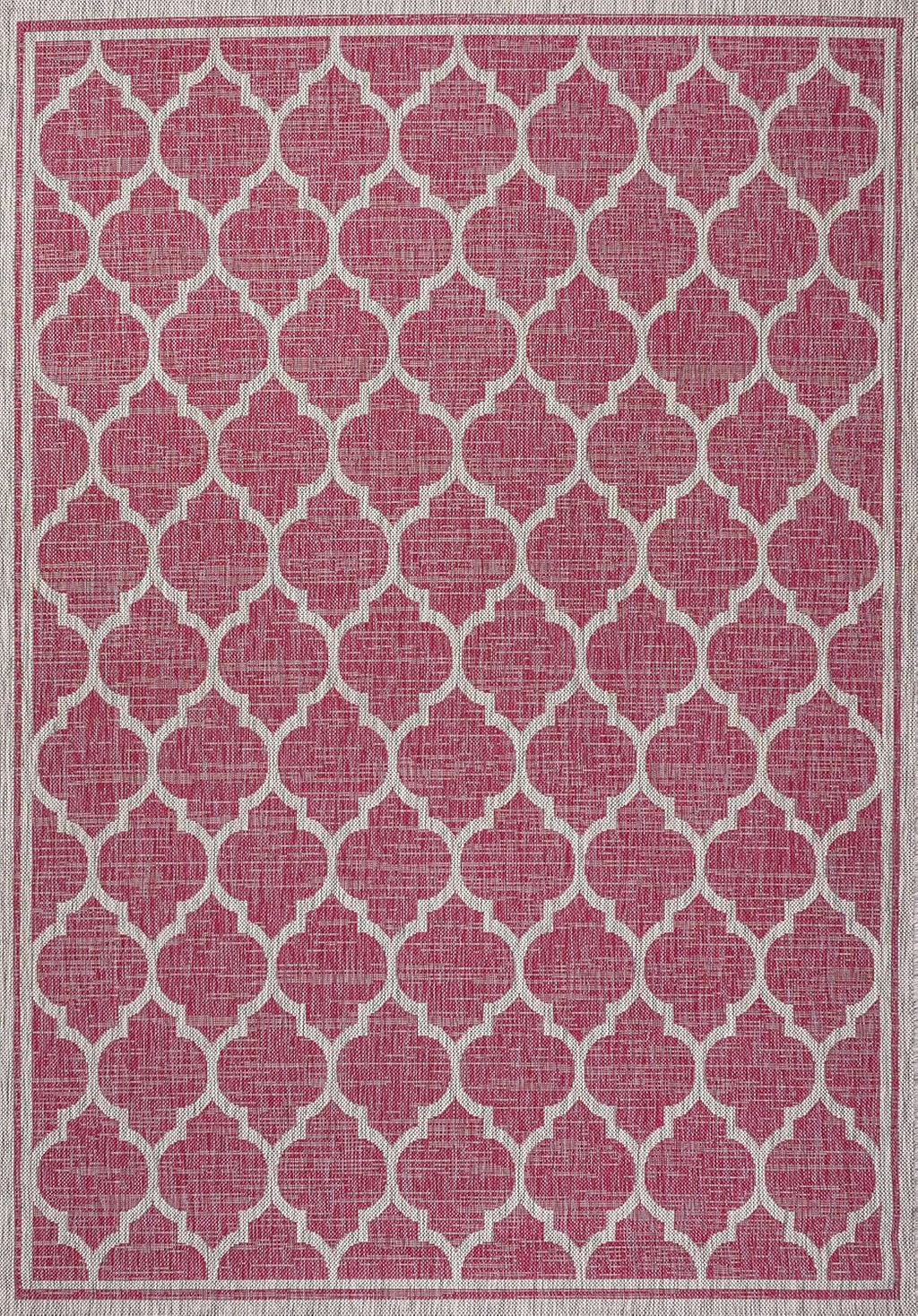 Eyely BMS109H-5 Santa Monica Trebol Moroccan Trellis Textured Weave Indoor/Outdoor Area Rug Coastal;Bohemian, Bedroom, Backyard, Patio, Easy-Cleaning, Non-Shedding, 5 X 8, Fuchsia/Light Gray