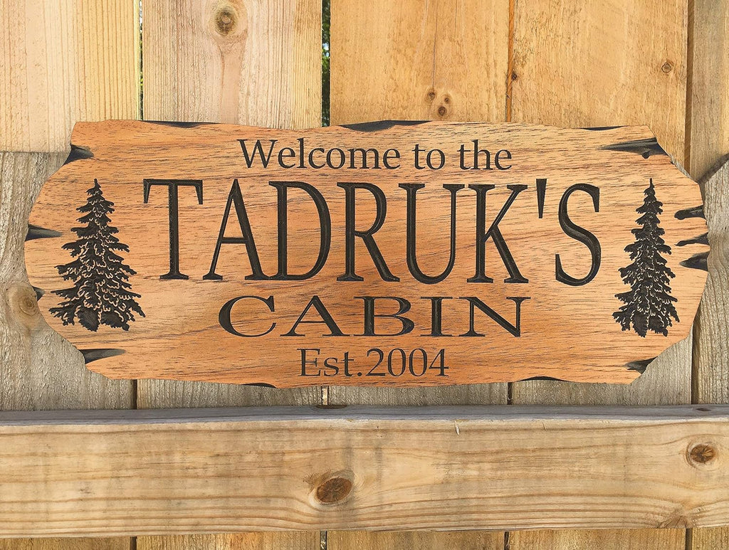 Personalized Cabin Sign Outdoor Wood Sign Welcome Sign Rustic Decor Custom Wood Sign