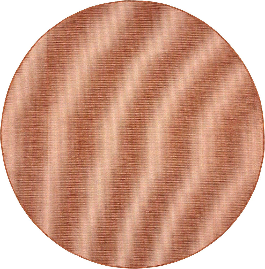 Nourison Positano Indoor/Outdoor Terracotta 8' x Round Area Rug, Easy Cleaning, Non Shedding, Bed Room, Living Room, Dining Room, Backyard, Deck, Patio (8 Round)