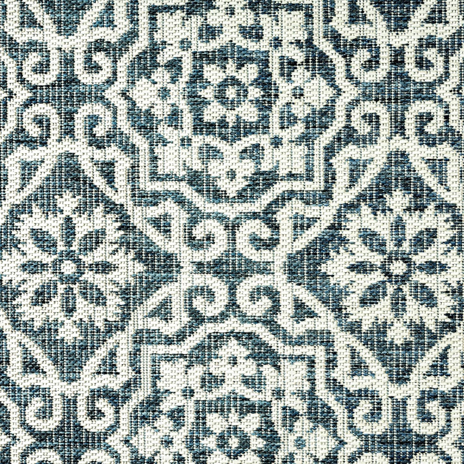 Nicole Miller New York Patio Country Julia Transitional Geometric Indoor/Outdoor Area Rug, Blue/White, 5'2"x7'2"