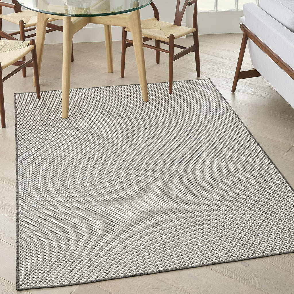 Nourison Home Courtyard 48" x 72" Fabric Indoor/Outdoor Rug in Ivory Charcoal