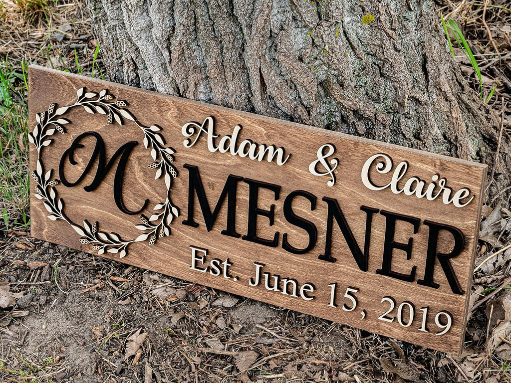 Family Name Sign | Last Name Sign | Custom Wood Sign | Established Sign | Personalized Wedding Gift | Wedding Sign 3D Sign Gift