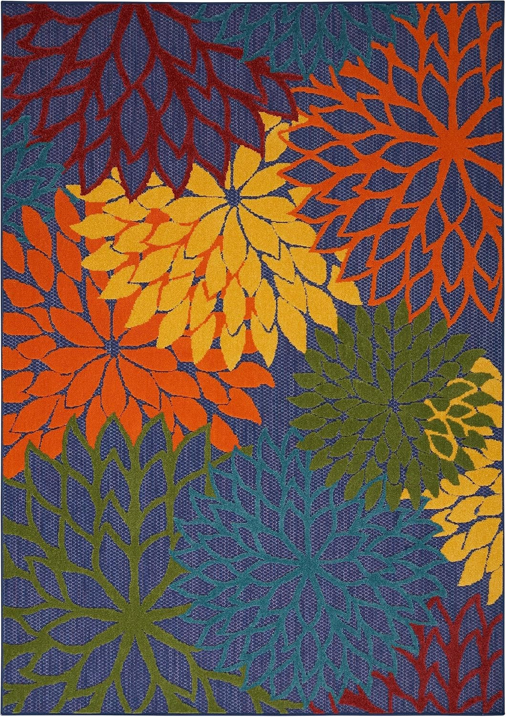 Nourison Aloha Indoor-Outdoor Navy Multicolor 3'6" x 5'6" Area Rug, Easy Cleaning, Non Shedding, Bed Room, Living Room, Dining Room, Backyard, Deck, Patio (4x6)