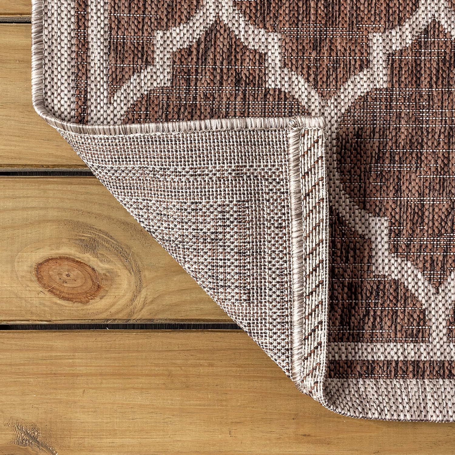 Eyely BMS109B-3R Santa Monica Trebol Moroccan Trellis Textured Weave, Pet Friendly, Non-Shedding, Stain Resistant, Easy-Cleaning, Espresso/Taupe, 3' Round, Indoor/Outdoor, Area Rug