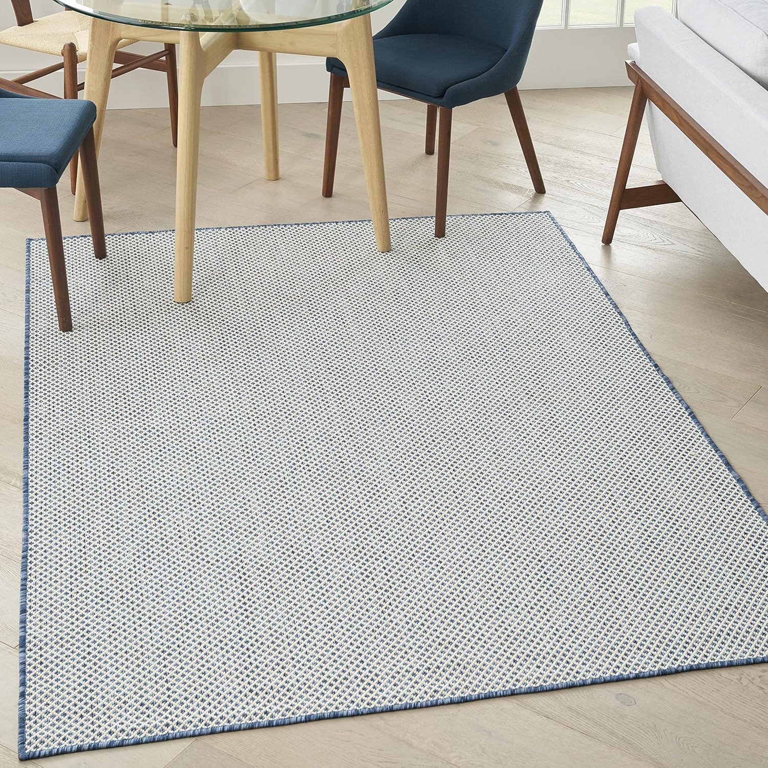 Nourison Home Courtyard 60" x 84" Fabric Indoor/Outdoor Rug in Ivory Blue