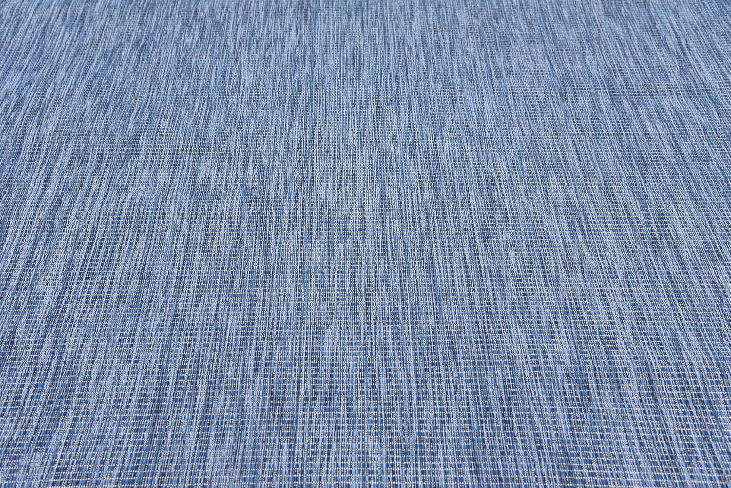 Unique Loom Collection Casual Transitional Solid Heathered Indoor/Outdoor Flatweave Area Rug (9' x 12' Rectangle, Blue/Navy Blue)