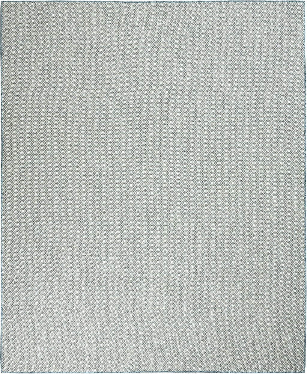 Nourison Courtyard Indoor/Outdoor Ivory Aqua 8' x 10' Area Rug, Geometric, Easy Cleaning, Non Shedding, Bed Room, Living Room, Dining Room, Deck, Patio, Backyard (8x10)