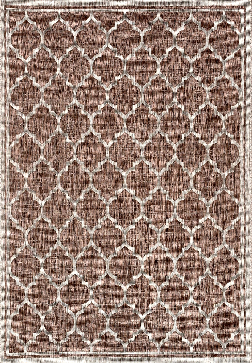Eyely BMS109B-9 Santa Monica Trebol Moroccan Trellis Textured Weave Indoor/Outdoor Area Rug Coastal;Bohemian, Bedroom, Backyard, Patio, Easy-Cleaning, Non-Shedding, 9 X 12, Espresso/Taupe