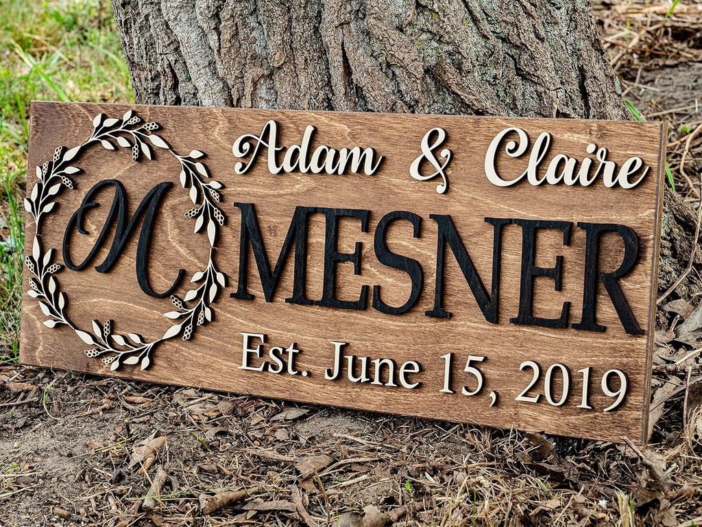 Family Name Sign | Last Name Sign | Custom Wood Sign | Established Sign | Personalized Wedding Gift | Wedding Sign 3D Sign Gift