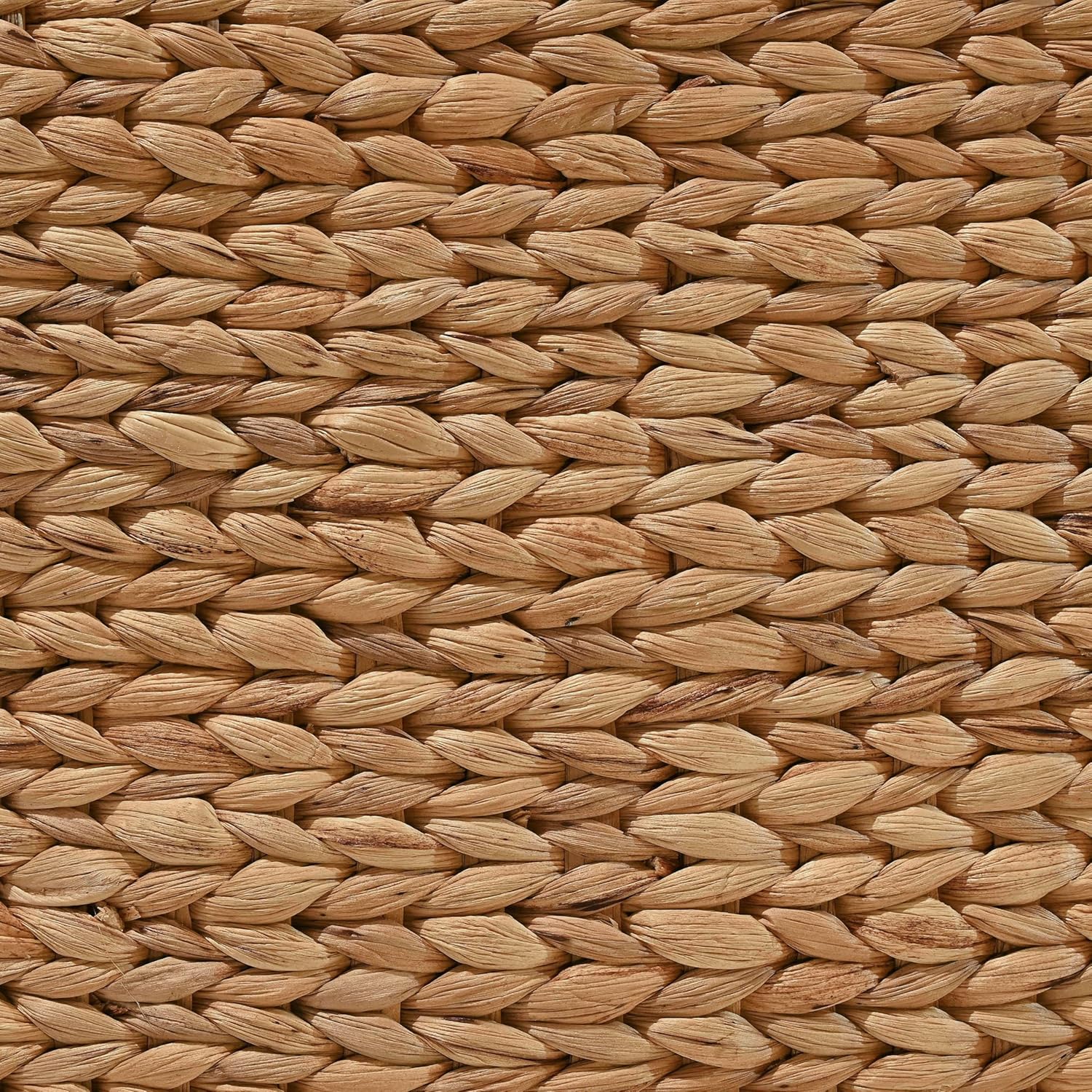 happimess BSK2001A-3SET Clara Farmhouse Classic Handwoven Hyacinth Rectangle Floor Wicker Storage Baskets with Handles, Natural (Set of 3), Seagrass Containers for Decoration in Living Room, Bedroom