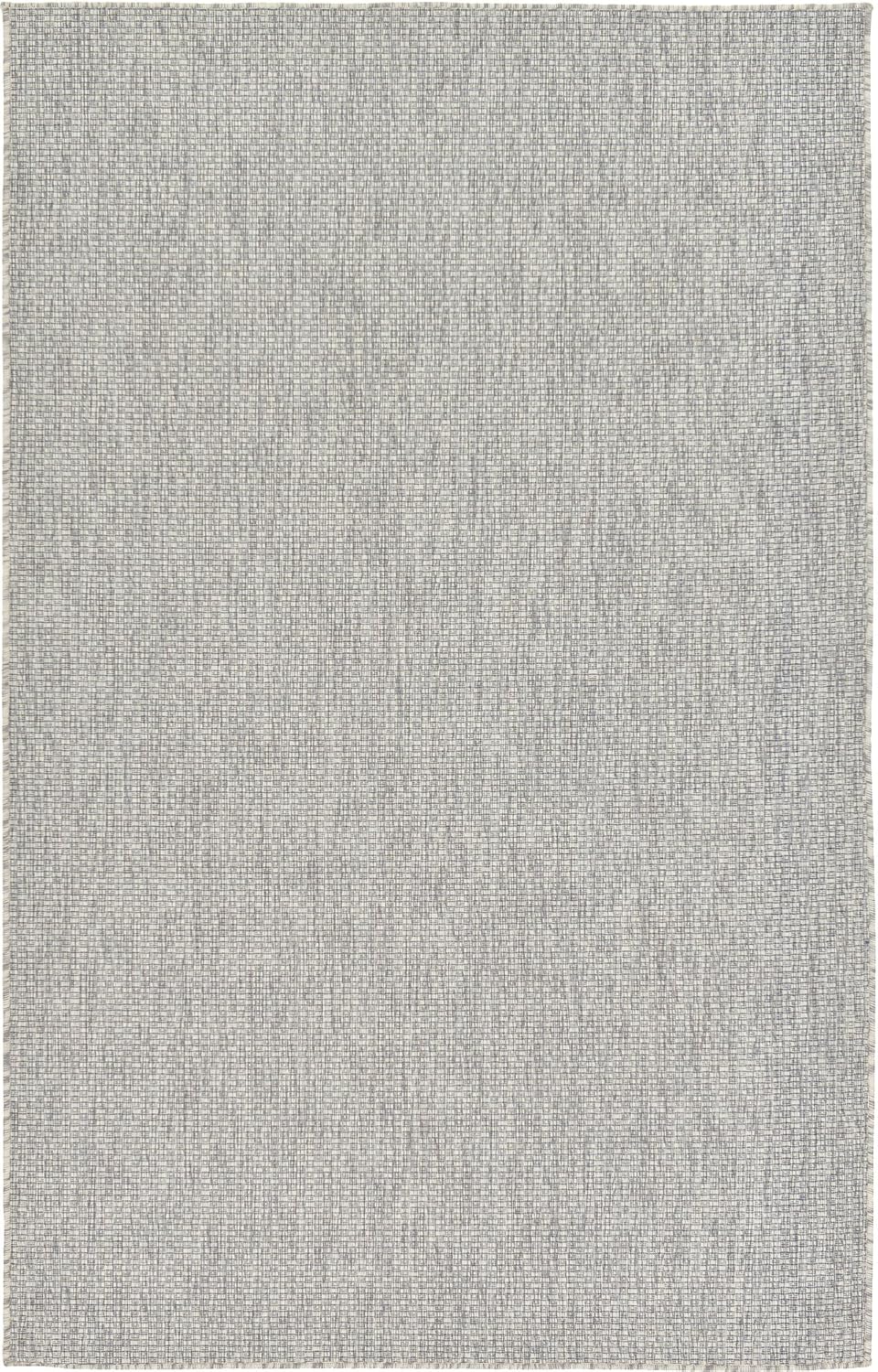 Unique Loom Collection Casual Transitional Solid Heathered Indoor/Outdoor Flatweave Area Rug (5' 3" x 8' Rectangle, Light Gray/Ivory)