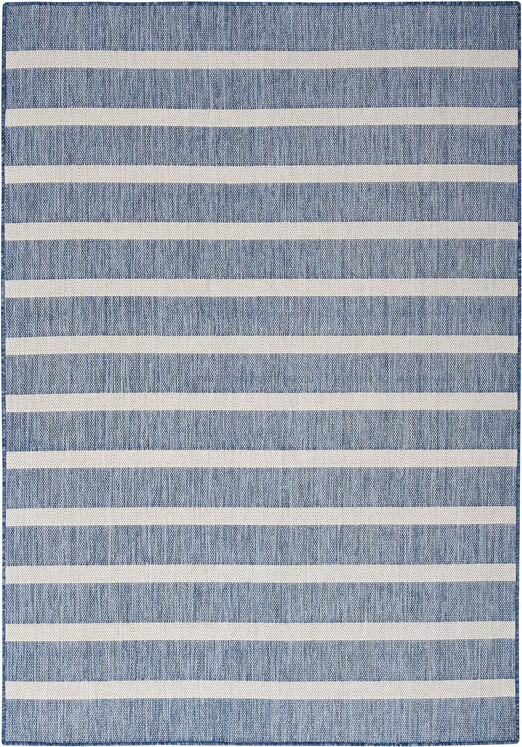 Nourison Home Positano Indoor/Outdoor Navy Ivory 5' x 7' Area Rug, Easy Cleaning, Non Shedding, Bed Room, Living Room, Dining Room, Deck, Backyard, Patio (5x7)