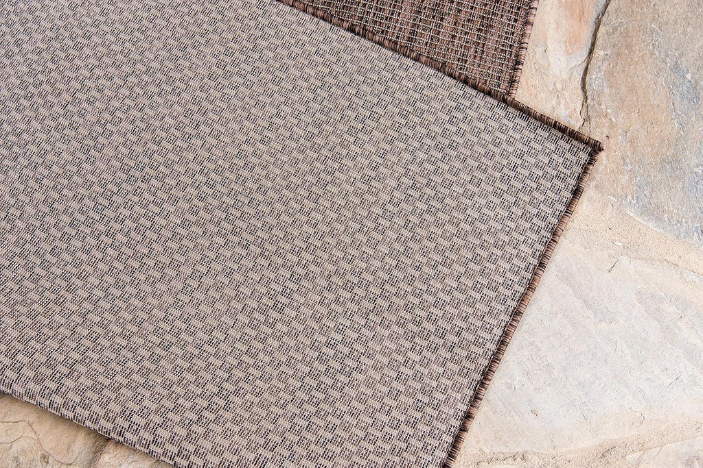 Unique Loom Collection Casual Transitional Solid Heathered Indoor/Outdoor Flatweave Area Rug (6' 1" x 9' Rectangle, Light Brown/Ivory)