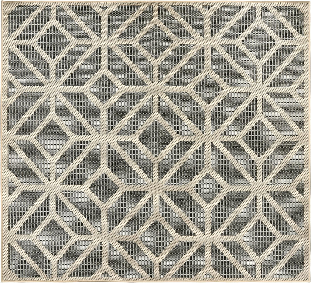 Rugshop Contemporary Geometric Indoor/Outdoor Square Rug 6' 6" Blue