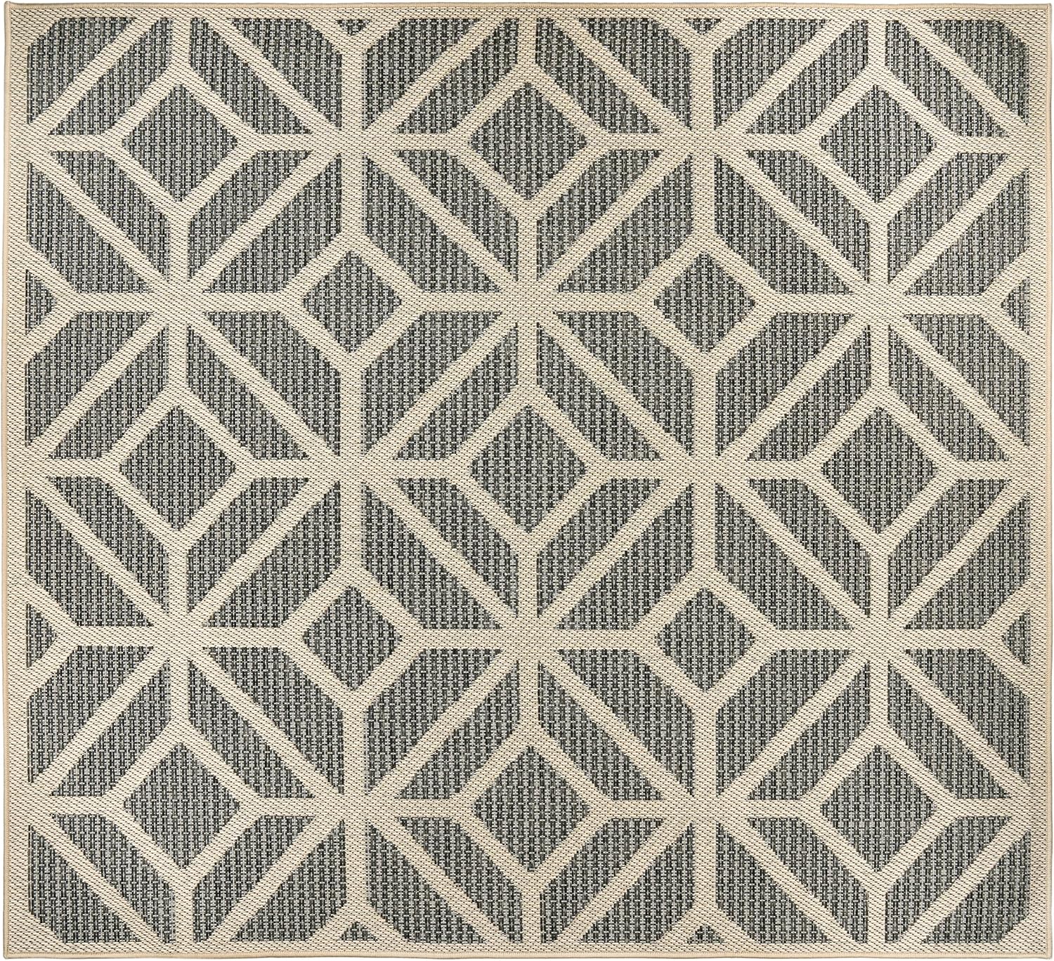 Rugshop Contemporary Geometric Indoor/Outdoor Square Rug 6' 6" Blue
